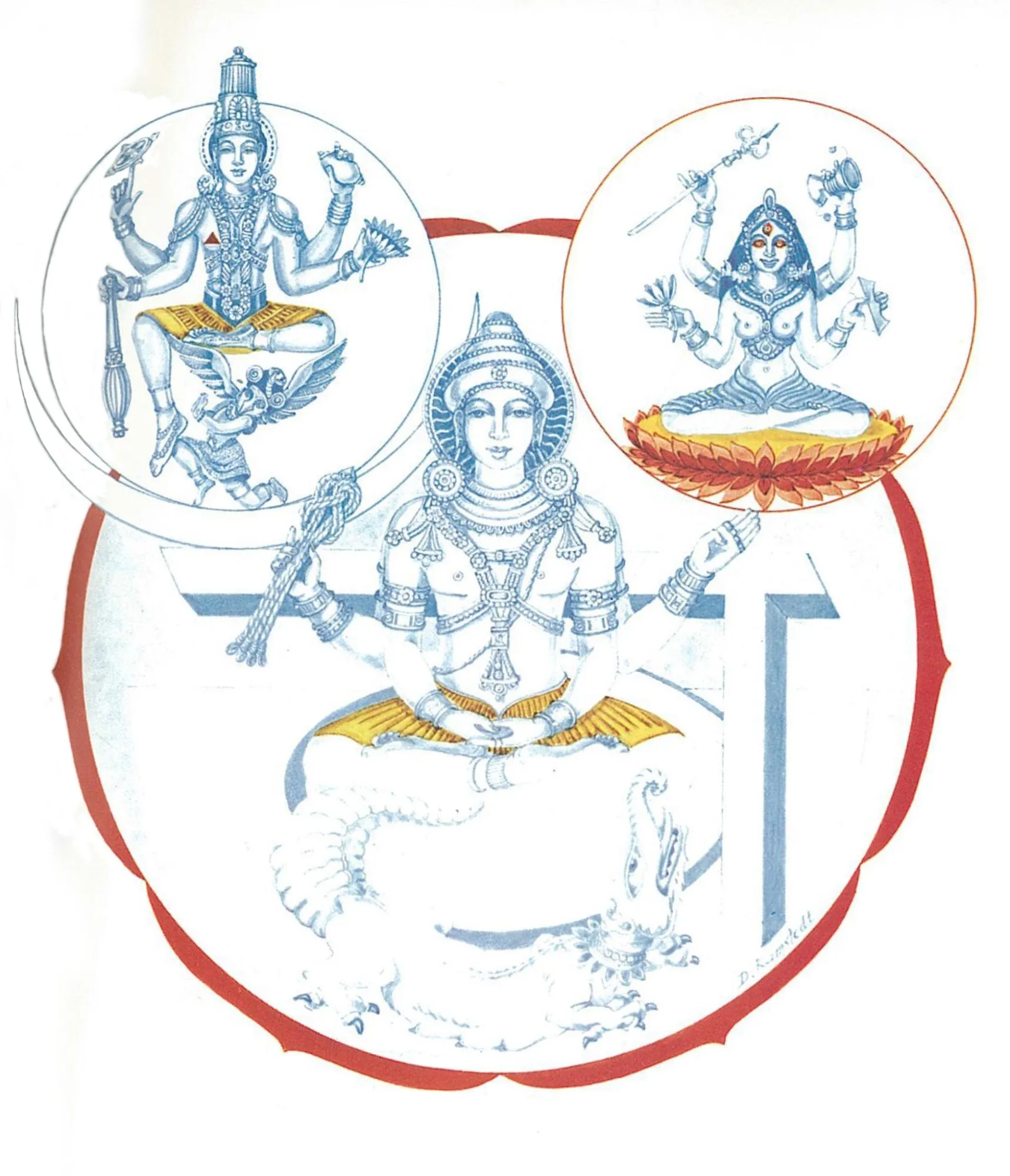 God Vishnu with Kaula consort Rakini & Bali