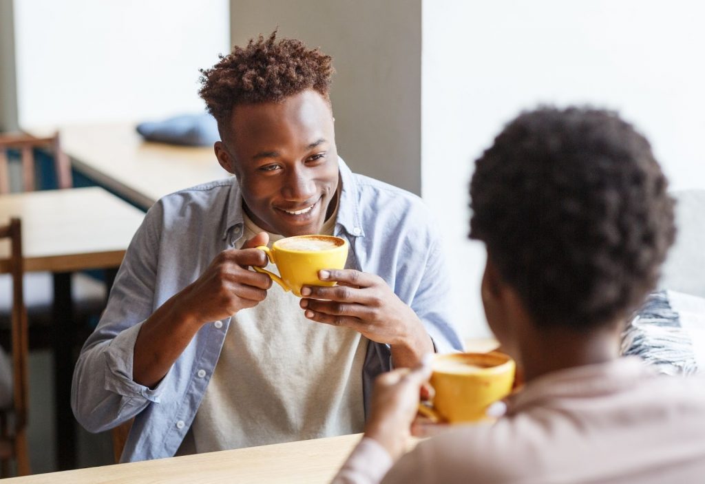 Handsome Black Man Flirting With His Girlfriend