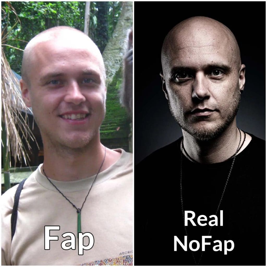 man before and after fapping comparison